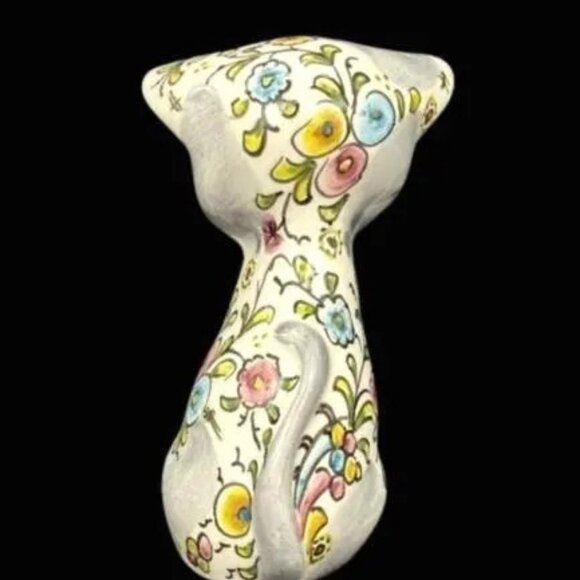 Vintage Italy Artisan Hand Painted Porcelain Cat Figurine Statue Signed - Picture 7 of 10